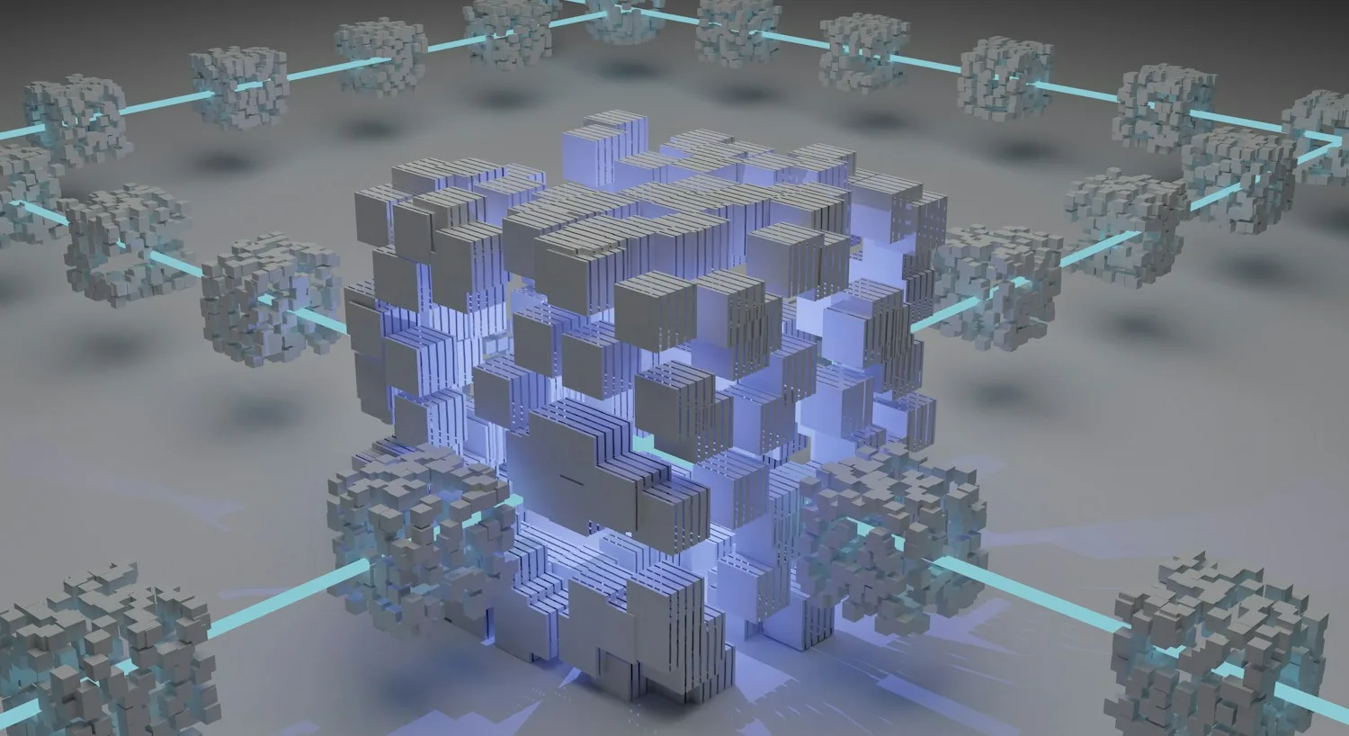 Abstract illustration of connected data blocks